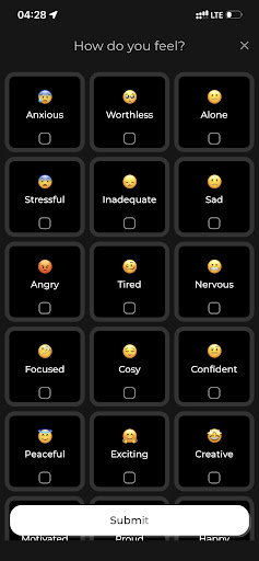 Mistikist Mood Check-in screen